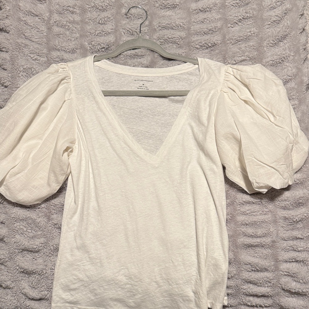 Anthropologie Cream Puff Sleeve Blouse